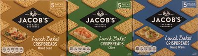 Jacobs Lunch Bakes Crispbread 3X 190g Multipack - 3 Flavours - Mixed Grain, Chive and Mixed Seed