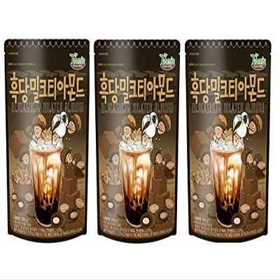 Gilim Tom's Farm Black Sugar Milk Tea Almond (190g 6.7 oz) Korea Sweet Nut Snack (3 Packs)