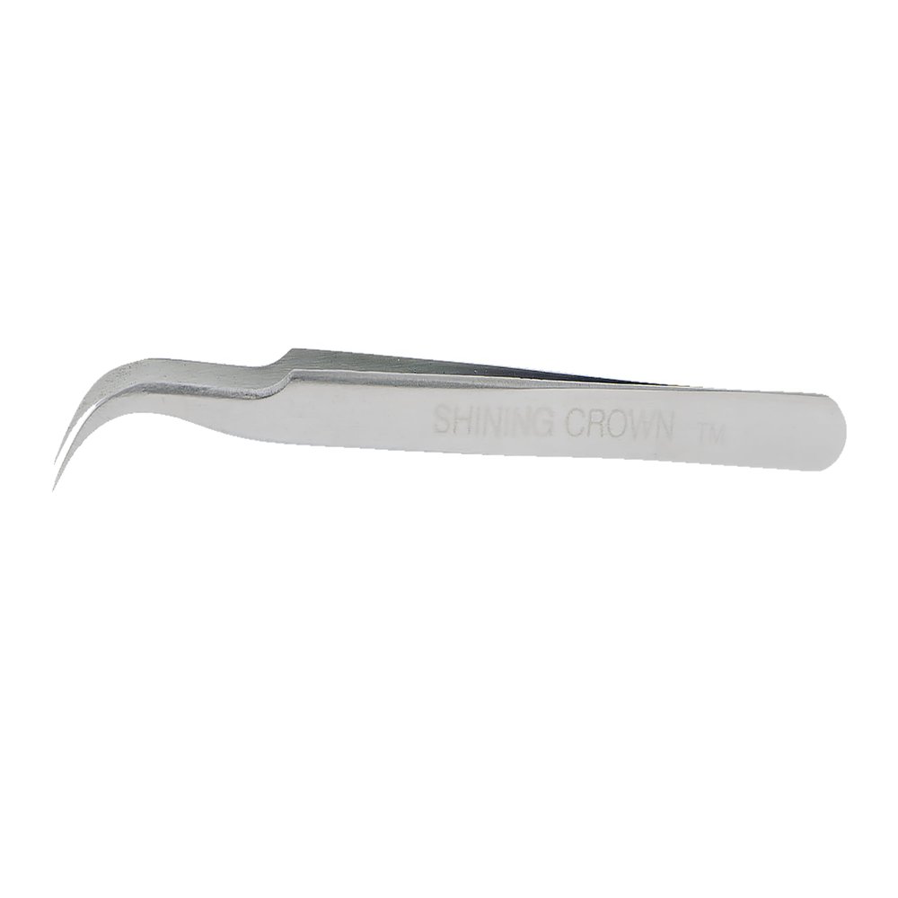 (02 Curved) - SHINING CROWN Curved Tweezers for Eyelash Extensions 1PC