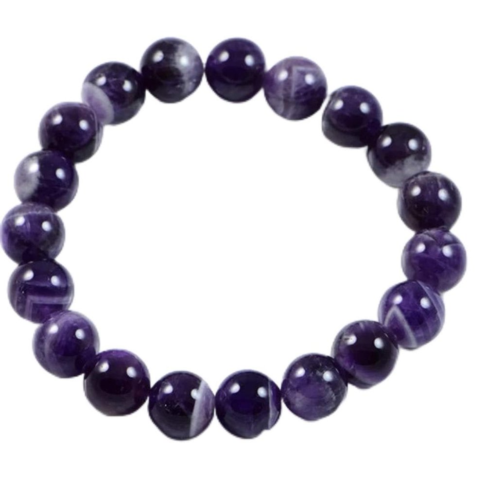 AqBeadsUk White Onyx Stretch Bracelet - 12mm Natural Gemstone Beads on Elastic, 6.75" One-Size Protection & Clarity Bracelet for Women