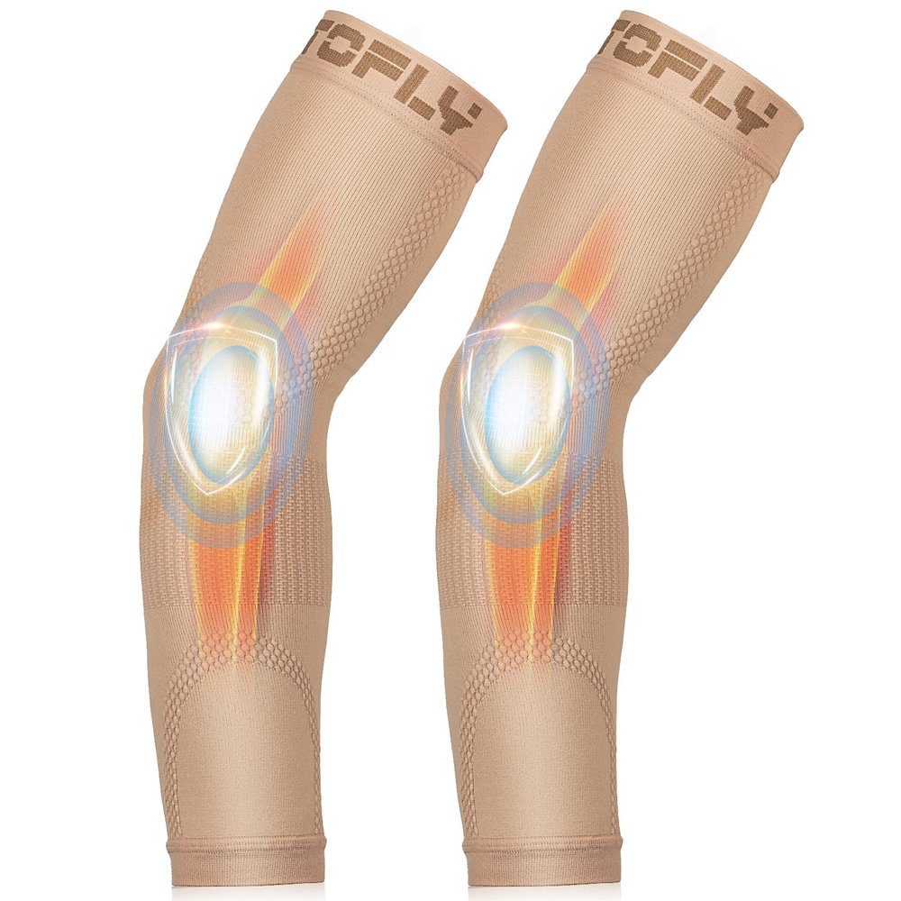 Compression Arm Sleeve, 1 Pair for Unisex, 20-30mmHg Graduated Compression Elbow Sleeve for Recovery, Relieves Pain, Supports Muscles & Joints, Tennis Elbow & Golfers Brace, Edema, Swelling, Beige S