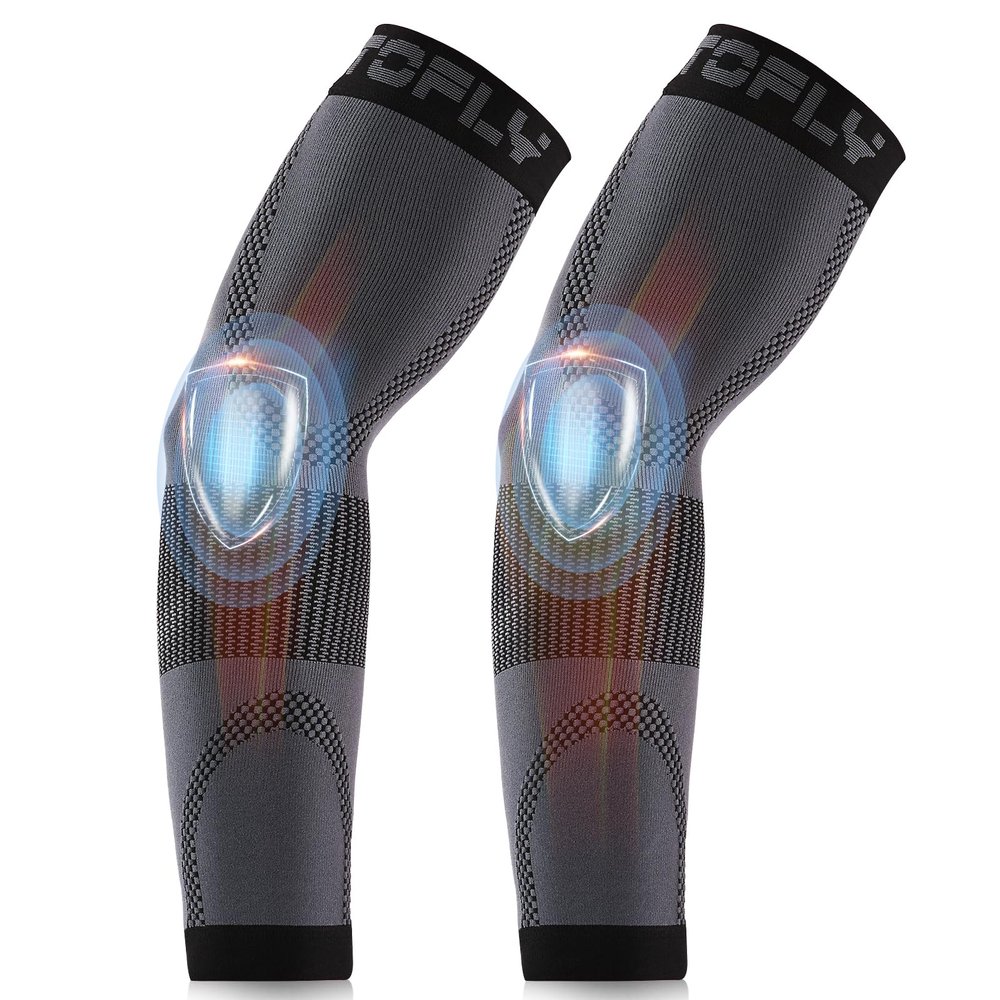Compression Arm Sleeve, 1 Pair for Unisex, 20-30mmHg Graduated Compression Elbow Sleeve for Recovery, Pain Relief, Supports Muscles & Joints, Tennis Elbow & Golfers Brace, Edema, Swellin, Black S