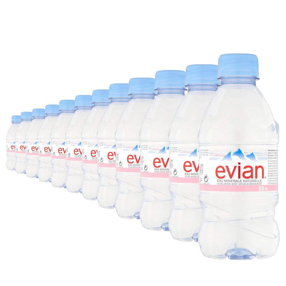 Evian Eau Natural Mineral Water Bottle, 12 X 330 ml