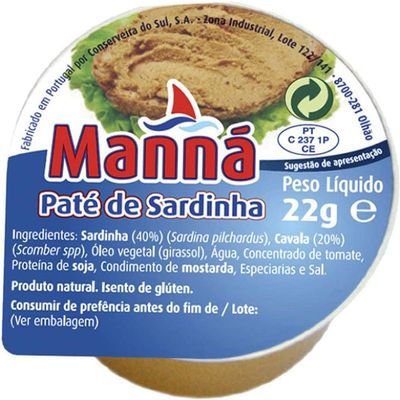 Manna , Pate de Sardina - Sardin Paste , 24 x 22gr