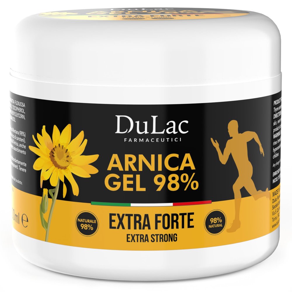 Dulac Arnica Gel 98% with Refreshing Effect, 500 ml, Provides Relief to Muscles and Joints, Arnica with Buriti Oil, Thyme and Menthol, Ideal for Massage, Dermatologically Tested, Made in Italy