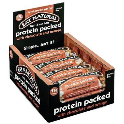 Eat Natural Protein Bars, Protein Packed with Chocolate & Orange Snack Bars 45g, pack of 12
