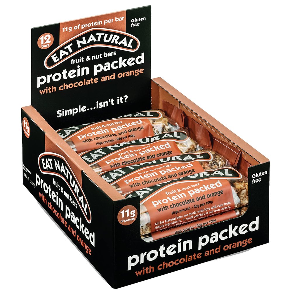 Eat Natural Protein Bars, Protein Packed with Chocolate & Orange Snack Bars 45g, pack of 12
