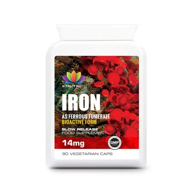 Iron Tablets 14mg  Supports Cognitive Function and Immune System  Helps Tiredness and Fatigue  UK Made  Vegan Friendly (90)