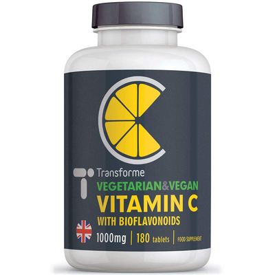 Transforme Vitamin C 1000mg | 180 Premium Vegan & Vegetarian Tablets | 6 Month Supply | High Strength Ascorbic Acid Enhanced with 200mg Citrus Bioflavonoids | for Normal Immune System | UK Made