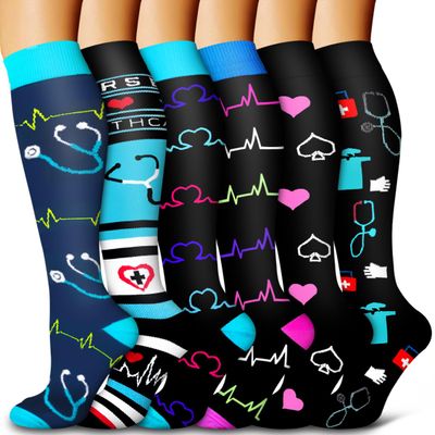 Bluemaple Copper Compression Socks Women & Men(6 Pairs) - Best for Running,Medical,Athletic Sports,Flight Travel, Pregnancy