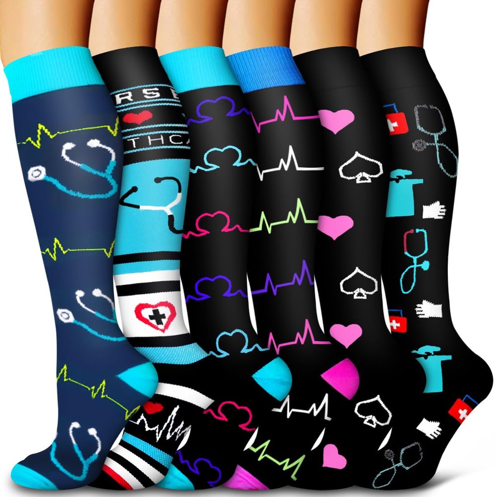 Bluemaple Copper Compression Socks Women & Men(6 Pairs) - Best for Running,Medical,Athletic Sports,Flight Travel, Pregnancy