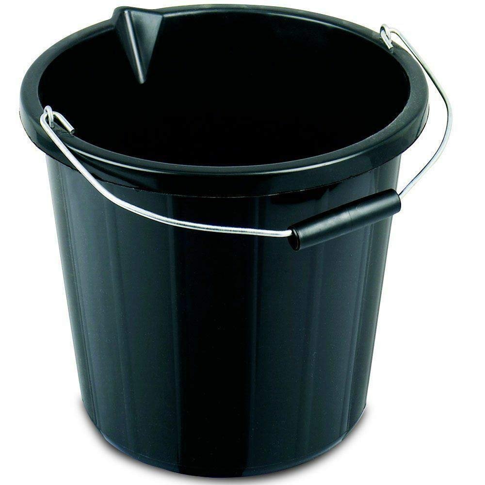 15 LITRE BLACK BUILDERS BUCKET - STRONG - WATER - DIY - MIXING - HEAVY DUTY