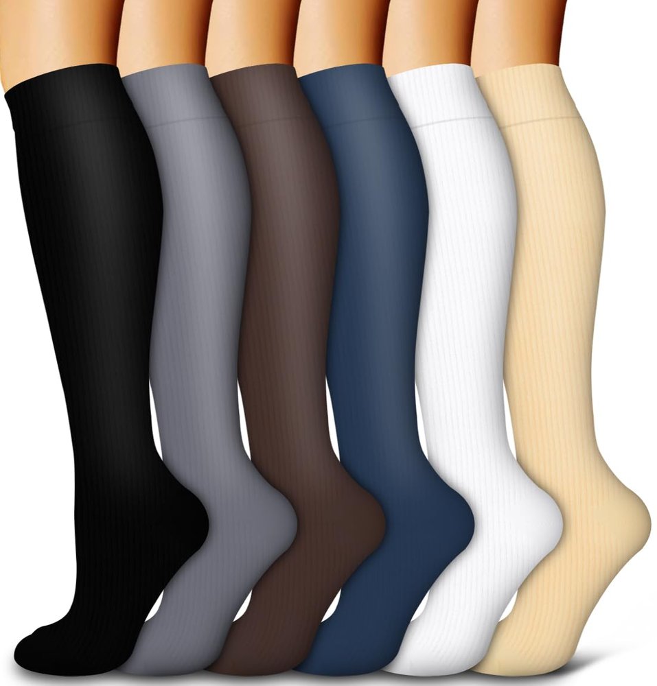 Bluemaple Copper Compression Socks Women & Men(6 Pairs) - Best for Running,Medical,Athletic Sports,Flight Travel, Pregnancy