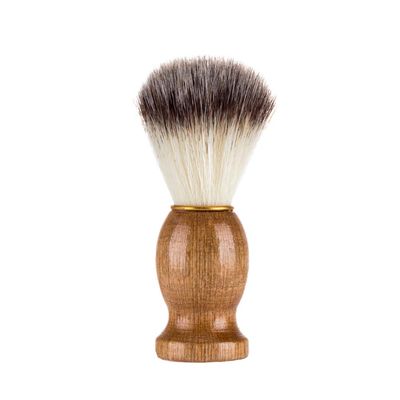minkissy Shaving Brush for Men Natural Wooden Handle Nylon Hair Professional Beard Brush for Facial Care for Wet Shaving Convenient Travel Tool for Grooming