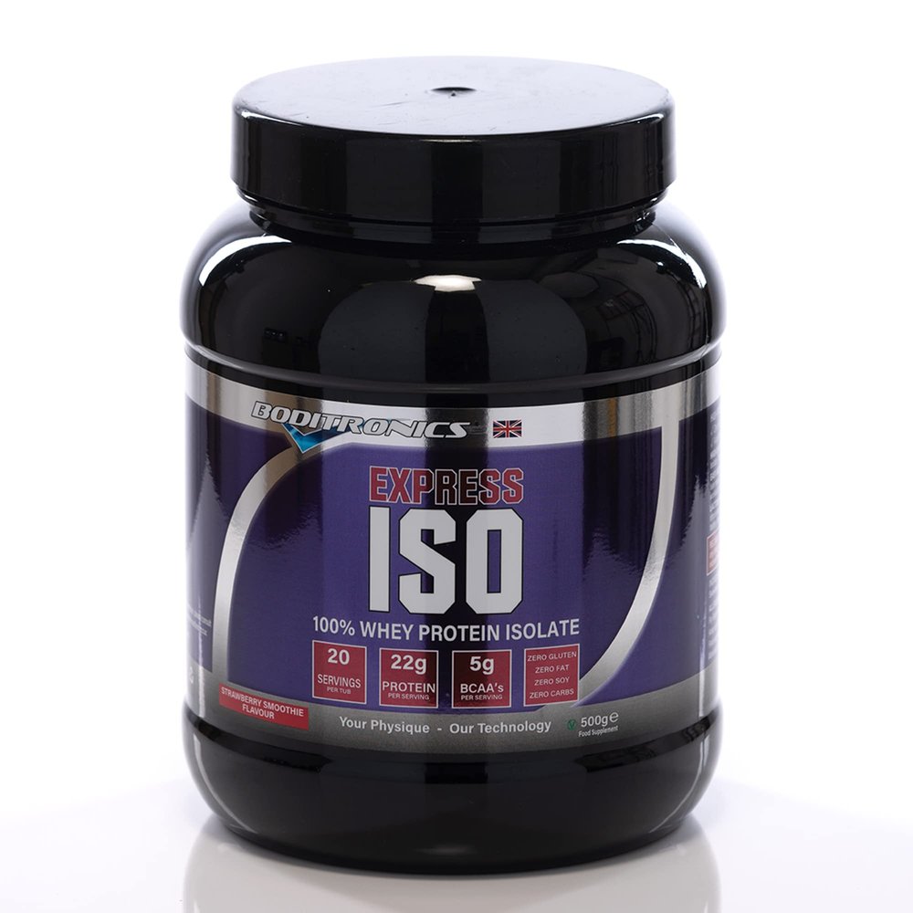 Boditronics 500g Iso Express Whey 100% Whey Isolate Protein Powder with Occurring Amino Acid, BCAAs & Glutamine Support to Lean Mass, Muscle Growth Protein Powder