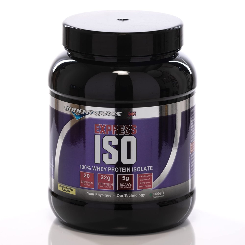 Boditronics 500g Iso Express Whey 100% Whey Isolate Protein Powder with Occurring Amino Acid, BCAAs & Glutamine Support to Lean Mass, Muscle Growth Protein Powder
