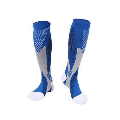 Football Outdoor Sports Cycling Compression Stretch Socks S/M Blue * 3 Pairs