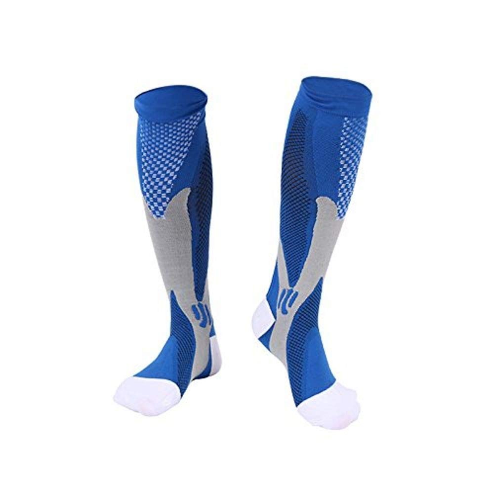 Football Outdoor Sports Cycling Compression Stretch Socks S/M Blue * 3 Pairs