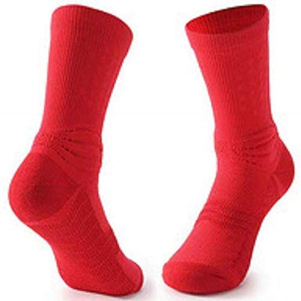 Thick Wear-Resistant Breathable Non-Slip Basketball Football Training Compression Socks Red * 3 Pairs