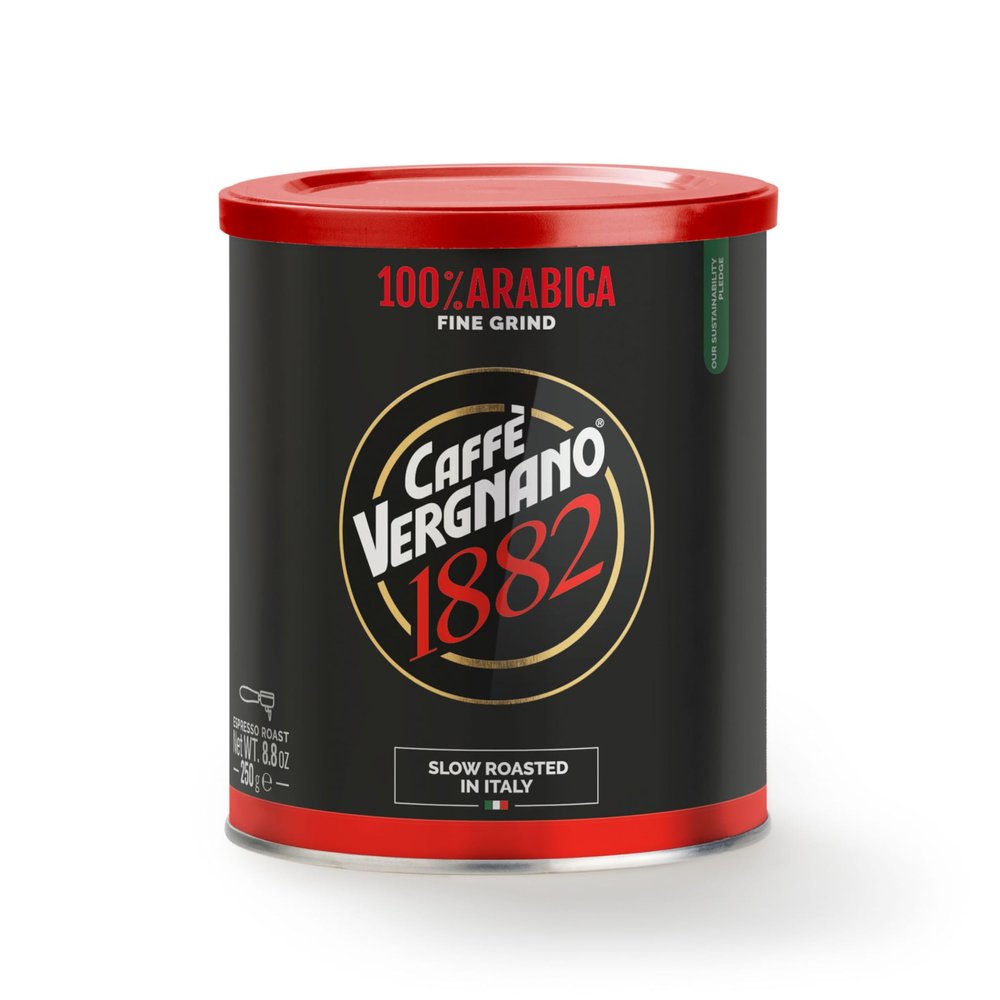 Caff Vergnano 1882 Espresso Ground Tin, 250 g (Pack of 1)
