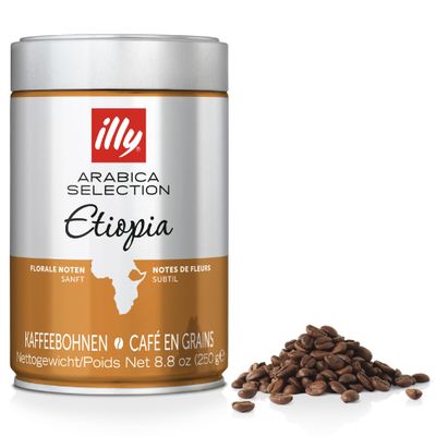 illy Ethiopia Coffee Beans, 100% Arabica, Ideal for Moka Pots, Espresso & Filter, 250g Tin