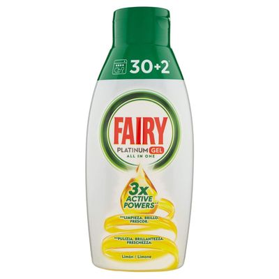 Fairy Platinum Gel Detergent Dishwasher All in 1, Lemon, 650 ml, 32 Washes
