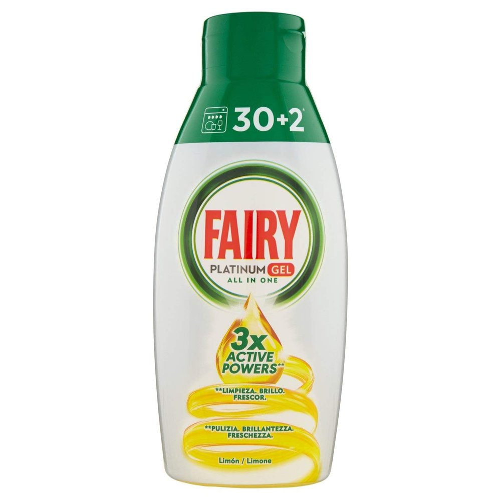 Fairy Platinum Gel Detergent Dishwasher All in 1, Lemon, 650 ml, 32 Washes