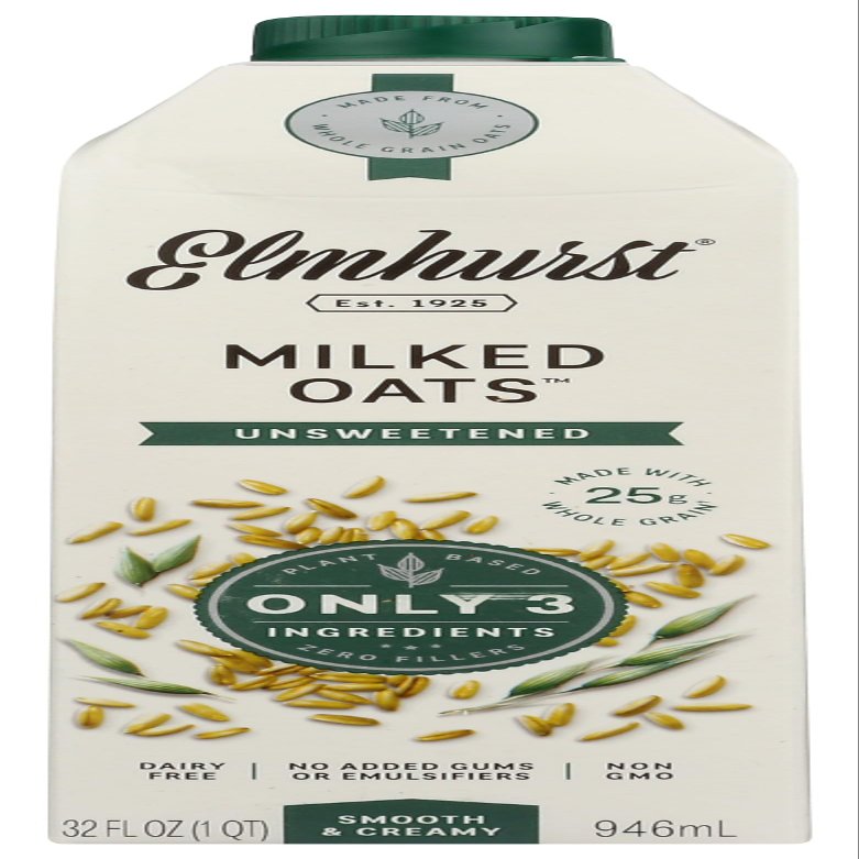 Elmhurst 1925 Unsweetened Oat Drink  Vegan Oat Drink with No Sugar, Additives or Animal Ingredients  Smooth & Pure  Versatile for Coffee, Smoothies & Cereal  946 ml