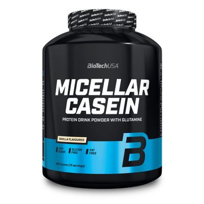 BioTechUSA Micellar Casein Protein Powder | Extended Absorbtion time | Gluten-Free, and Fat-Free | Added L-Glutamine, 2.27 kg, Vanilla