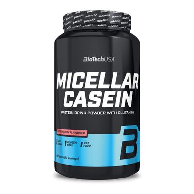BioTechUSA Micellar Casein Protein Powder | Extended Absorbtion time | Gluten-Free, and Fat-Free | Added L-Glutamine, 908 g, Strawberry