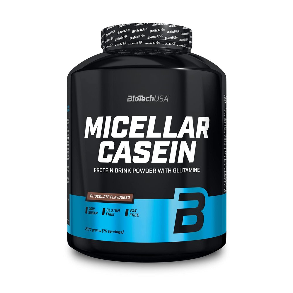 BioTechUSA Micellar Casein Protein Powder | Extended Absorbtion time | Gluten-Free, and Fat-Free | Added L-Glutamine, 2.27 kg, Chocolate