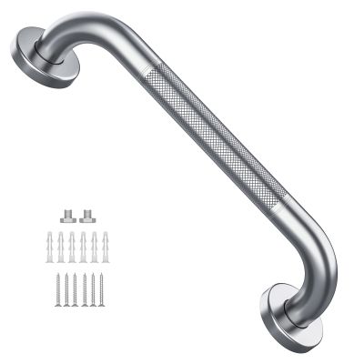 12 Inch Stainless Steel Shower Grab Bar - Munzong Balance Handrail Shower Assist - Bathroom, Bathtub Mounted Safety Hand Support Rail - Handicap, Elderly, Disabled, Injury, Bath Handle, Non Skid