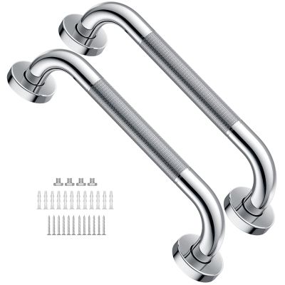 12 Inch Stainless Steel Shower Grab Bar 2 Pack, Munzong Balance Handrail Shower Assist - Bathroom, Bathtub Mounted Safety Hand Support Rail, Handicap, Elderly, Disabled, Injury, Bath Handle, Towel Bar