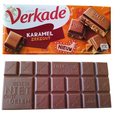 Verkade Chocolate Bar Milk | Chocolate with Salted Caramel | Dutch Sea Salt Caramel Milk Chocolate Bar | 3.9 Ounce of Gourmet Chocolate
