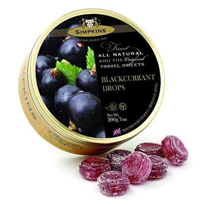 Simpkins Blackcurrant Drops Travel Sweets 200g, Pack of 6
