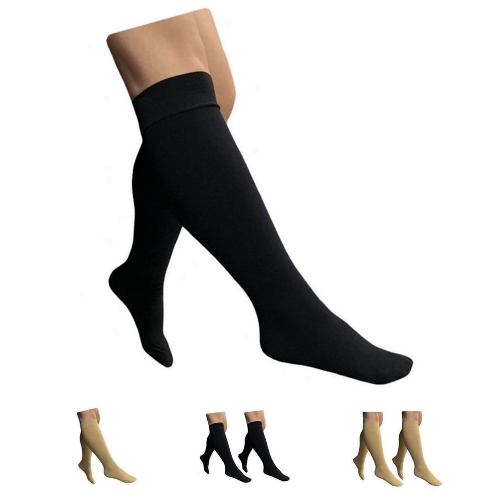 HealthyNees Closed Toe 15-20 mmHg Compression Plus Size Big Wide Leg Calf Socks (Black, 3X-Large)