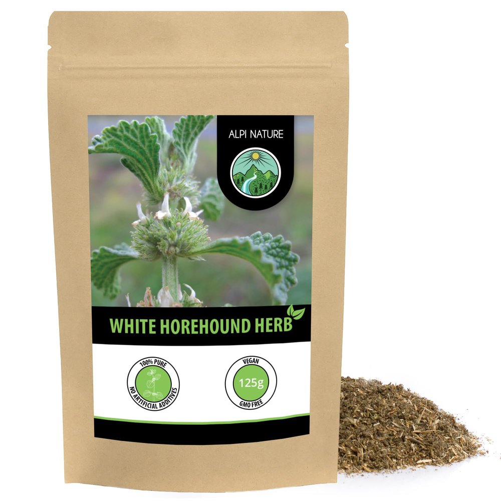 Alpi Nature White Horehound Tea 125g 4.4 oz, Loose Leaf Tea, Gently Dried and Cut Horehound Herb