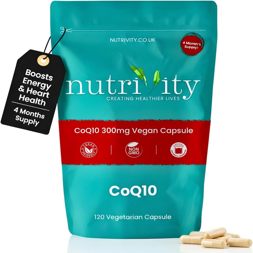 CoQ10 Supplements 300mg, 120 CoEnzyme Q10 Capsules, High Strength Naturally Fermented CoQ10 Ubiquinone - High Absorption Antioxidant Supplement Immune Support & Reduce Headaches - UK Made