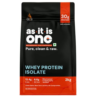 Asitis Nutrition As-It-is Nutrition Whey Protein Isolate 90% - 2 Kg, Protein 27G & Bcaa 5.9G Per Serving 66 Servings (Pack of 1)