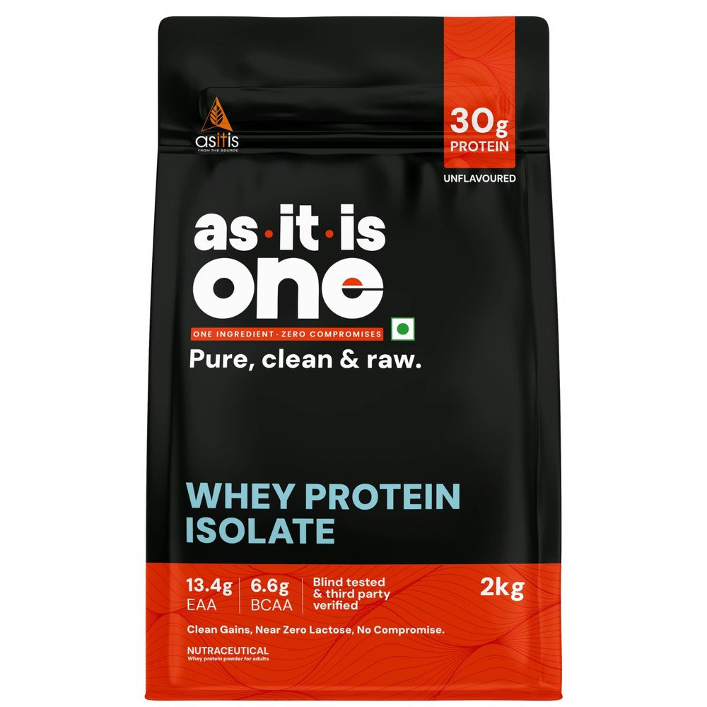 Asitis Nutrition As-It-is Nutrition Whey Protein Isolate 90% - 2 Kg, Protein 27G & Bcaa 5.9G Per Serving 66 Servings (Pack of 1)