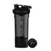 Artoid Mode 720ml Sports Fitness Workout Protein Shaker Bottle Black Grey with Twist and Lock Protein Box Storage, Dual Mixing Technology with Shaker Balls & Mixing Grids - BPA Free view 1