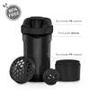 Artoid Mode 720ml Sports Fitness Workout Protein Shaker Bottle Black Grey with Twist and Lock Protein Box Storage, Dual Mixing Technology with Shaker Balls & Mixing Grids - BPA Free view 3