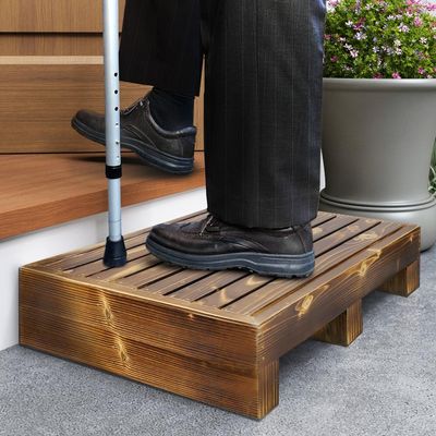 100% Solid Wood Indoor/Outdoor 3 1/2" High Riser Step - Non-Slip All Weather Top & Feet Mobility Assistance