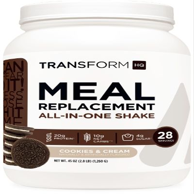 TransformHQ Meal Replacement Shake Powder 28 Servings (Cookies & Cream) - Gluten Free, Non-GMO