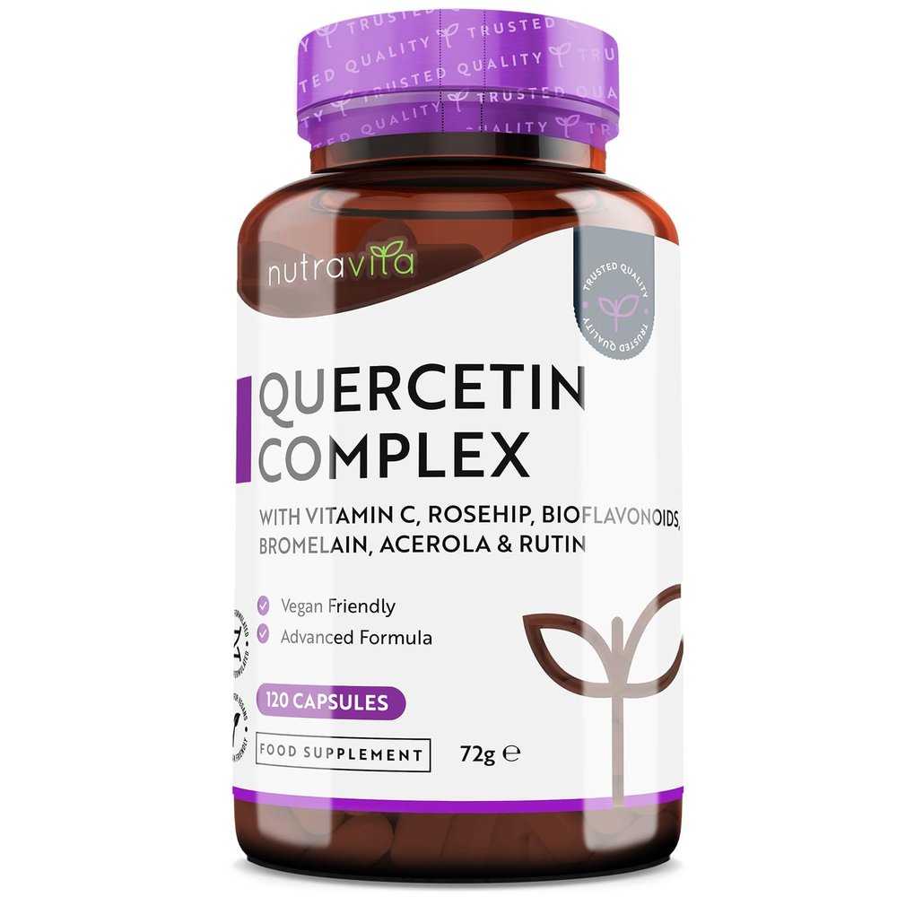 Nutravita Quercetin 500mg with Bromelain & Vitamin C - 120 Vegan Capsules for Immune Support - Blended with Rosehip, Bioflavonoids, Acerola and Rutin Made in The UK