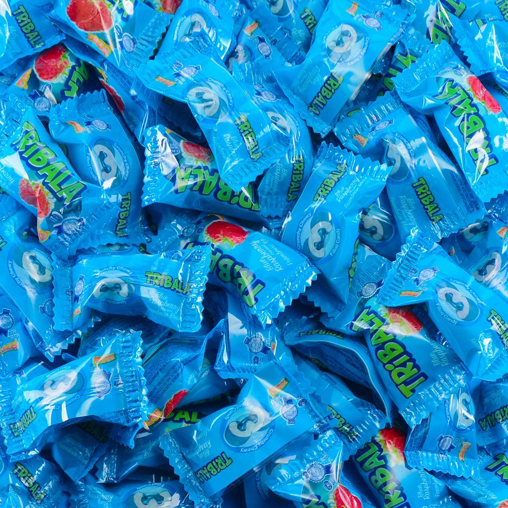 Crunchy Chewy Sweets Blue Raspberry Fruit Flavored Sweets (750g) Individually Wrapped Gluten Free Sweets Bulk Bag for Home Office Party