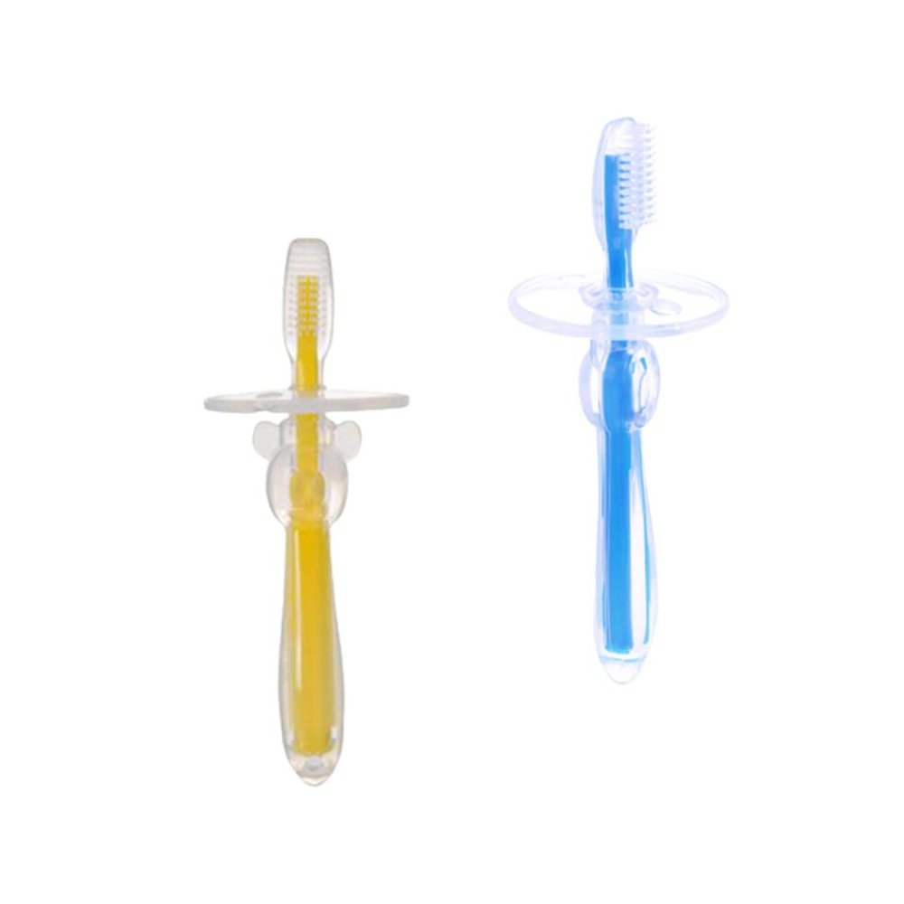 EXCEART 2pcs Silicone Toothbrush Bristle Training Toothbrush Umbrella-Shaped for Boys and Girls Years Old