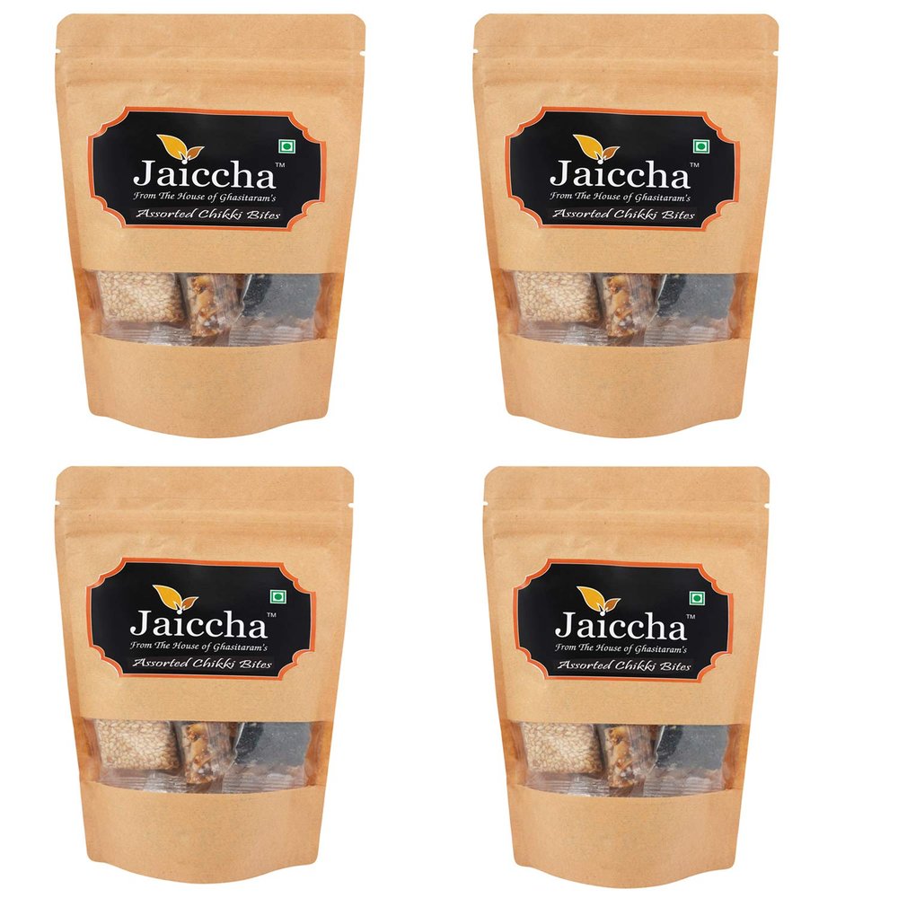 Ghasitaram Gifts Jaiccha Lohri Sweets Assorted Chikki Bites in Brown Paper Pouch 800 GMS