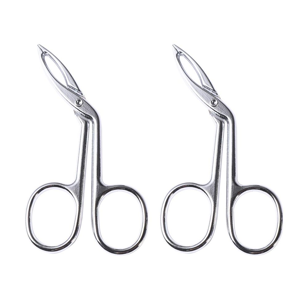 Minkissy Stainless Steel Eyebrow Clip Tweezers 2pcs Professional Oblique Tip Tweezers Hair Remover Facial Hair Trimmer Beauty Tool