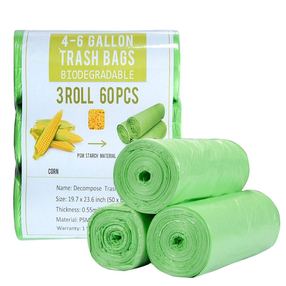 4 Gallon Small Trash Bags Biodegradable 60 Count, Compostable Trash Bags with Strong Tear & Leak Resistant, Recycling Eco-Friendly Garbage Bags for Office Bathroom Diaper Kitchen Car